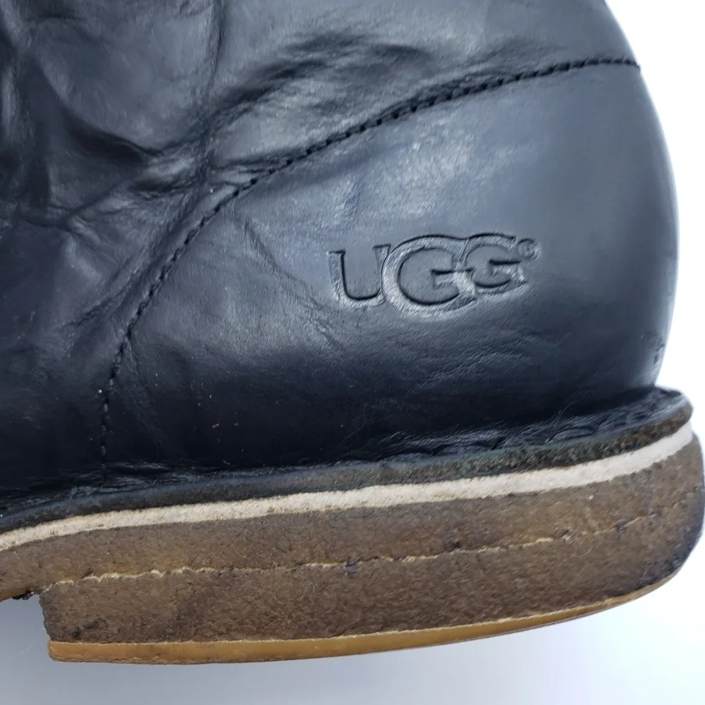 UGG Men US 9.5 EU 42.5 3275 black Leighton chukka desert boots leather lace up